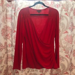 Red XL crisscrossed long sleeve blouse